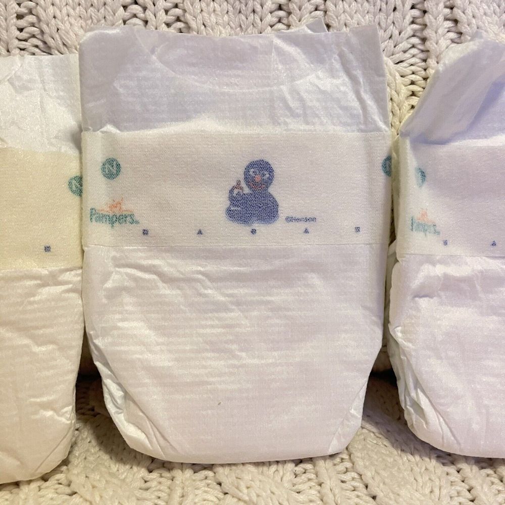 Vintage 90s Pampers Baby Dry‎ Sesame Street Henson Diaper Newborn Grover